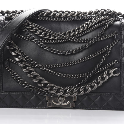 Chanel Calfskin Enchained Medium Boy Flap Black 7 of 12
