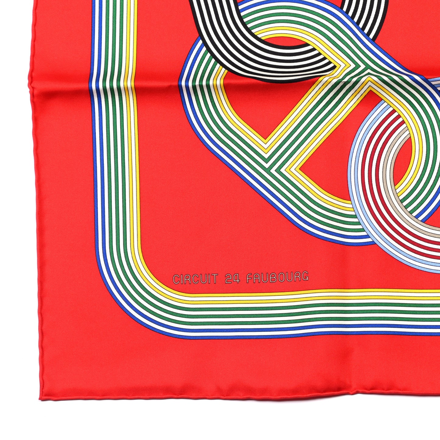 Silk Circuit 24 Faubourg Chemise Scarf 90 Rouge Vert Multicolor