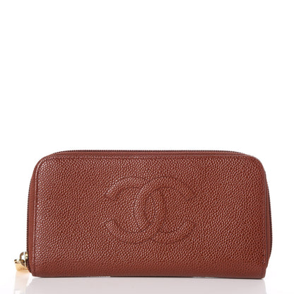Chanel Caviar Large Timeless CC Gusset Zip Around Wallet Brown 1 of 10