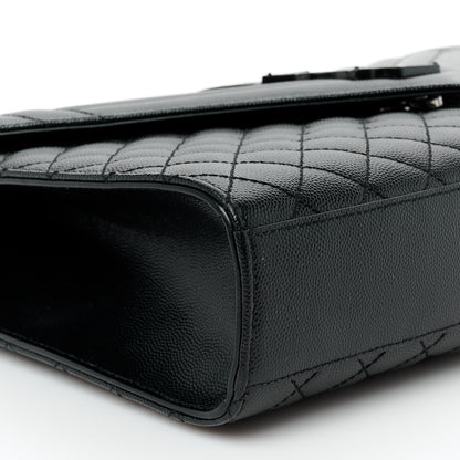 Saint Laurent Grain De Poudre Textured Mixed Matelasse Large Triquilt Monogram Monochrome Satchel Black 10 of 11