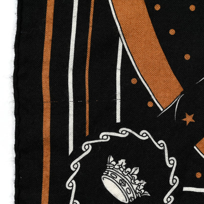 Hermes Cashmere Silk La Promenade du Matin Bandana Shawl 140 Black Noisette Gold 6 of 6