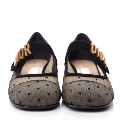 Christian Dior Mesh Plumetis Suede Baby-D Ballet Pumps 38 Black 2 of 9