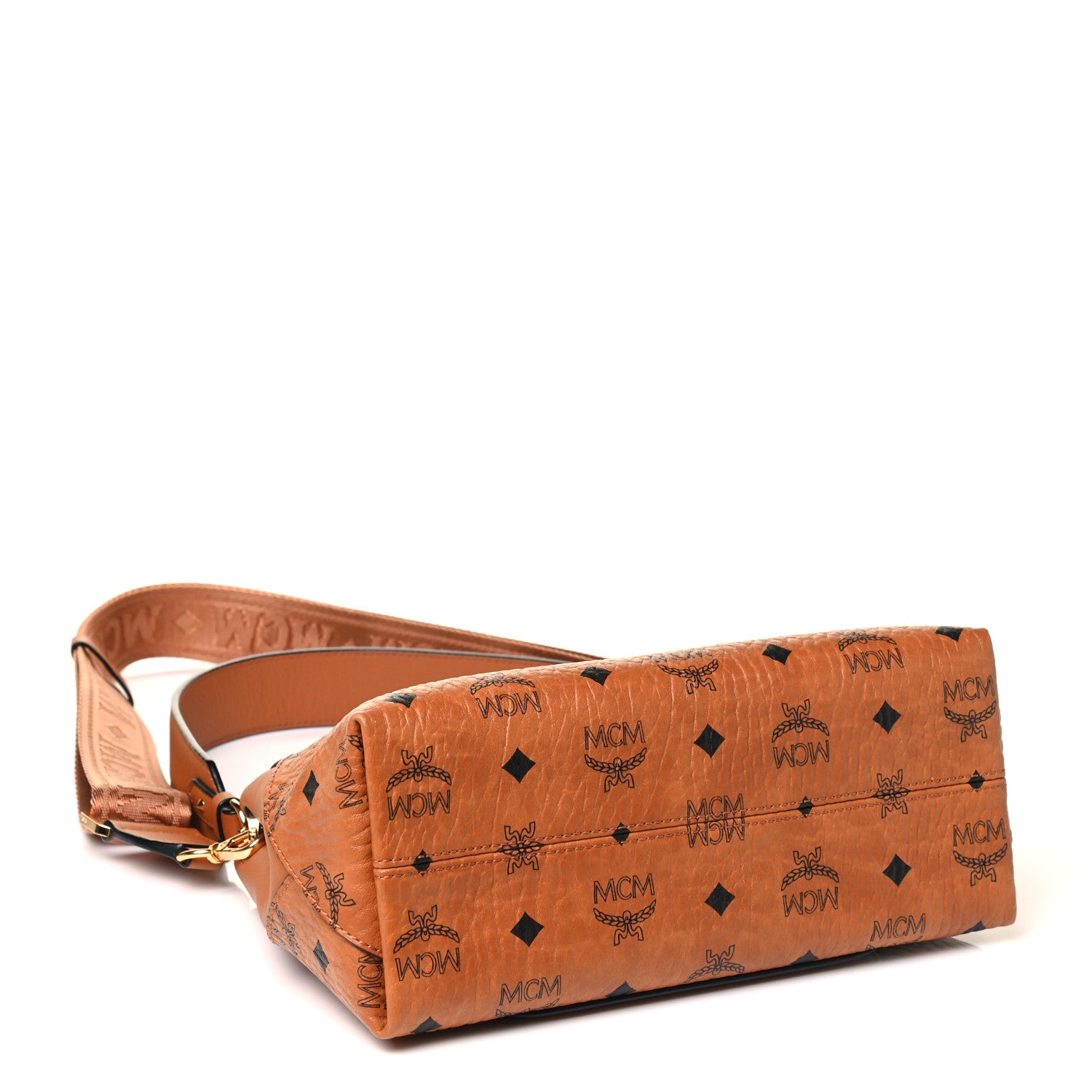 MCM Visetos Calfskin Crossbody Bag Cognac 3 of 4