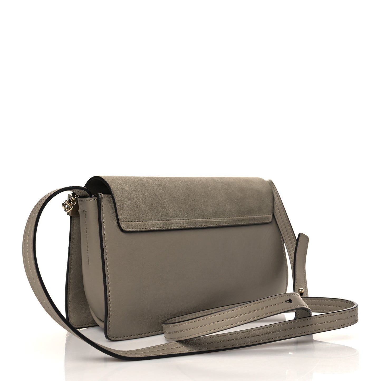 Suede Calfskin Small Faye Shoulder Bag Motty Grey