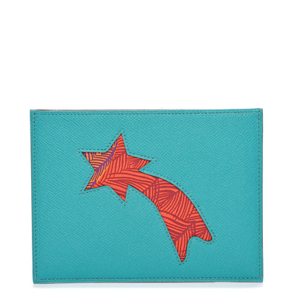 Hermes Epsom Petit H Shooting Star Passport Holder Bleu Paon Etoupe 1 of 7