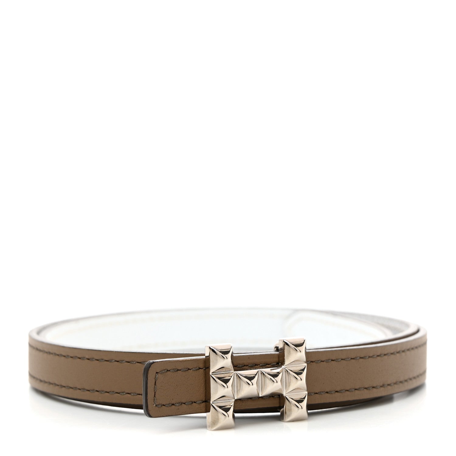 Hermes Epsom Swift 13mm H Medor Belt 70 28 White Etoupe 1 of 8