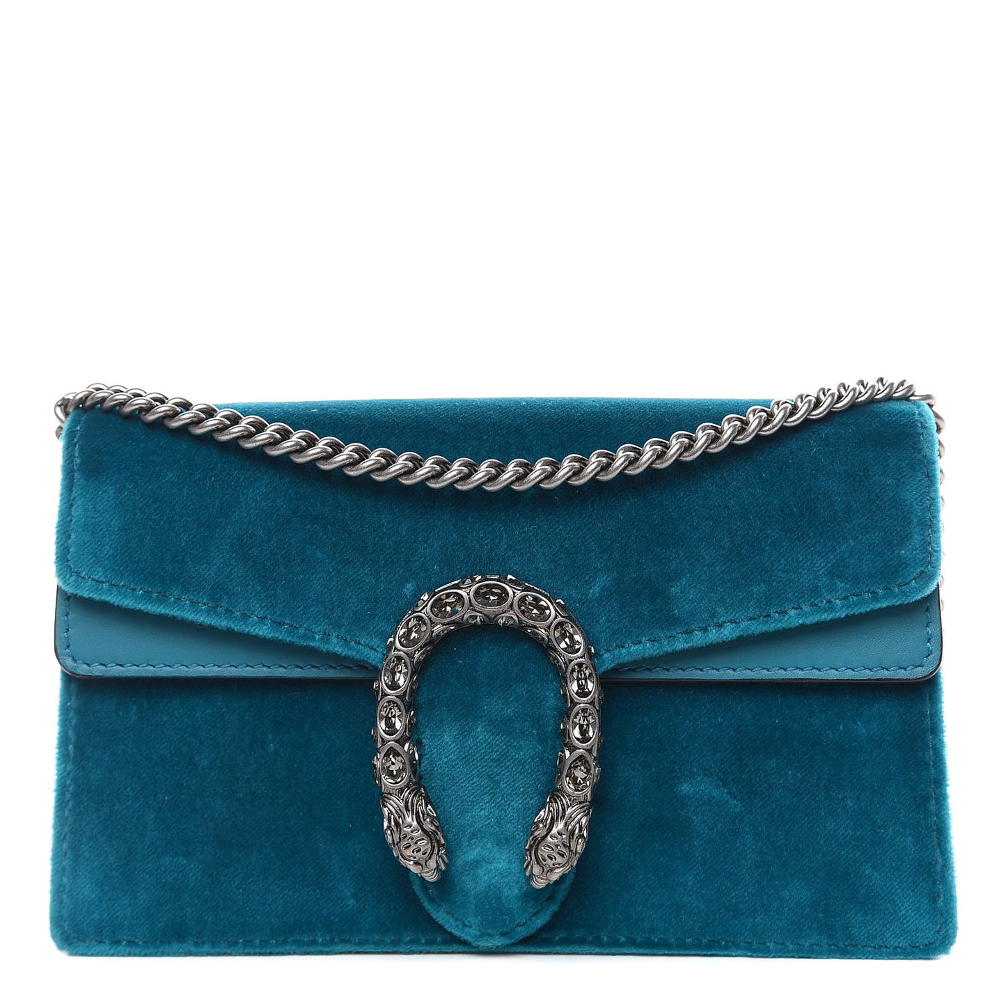 Velvet Super Mini Dionysus Shoulder Bag Pavone Cyan