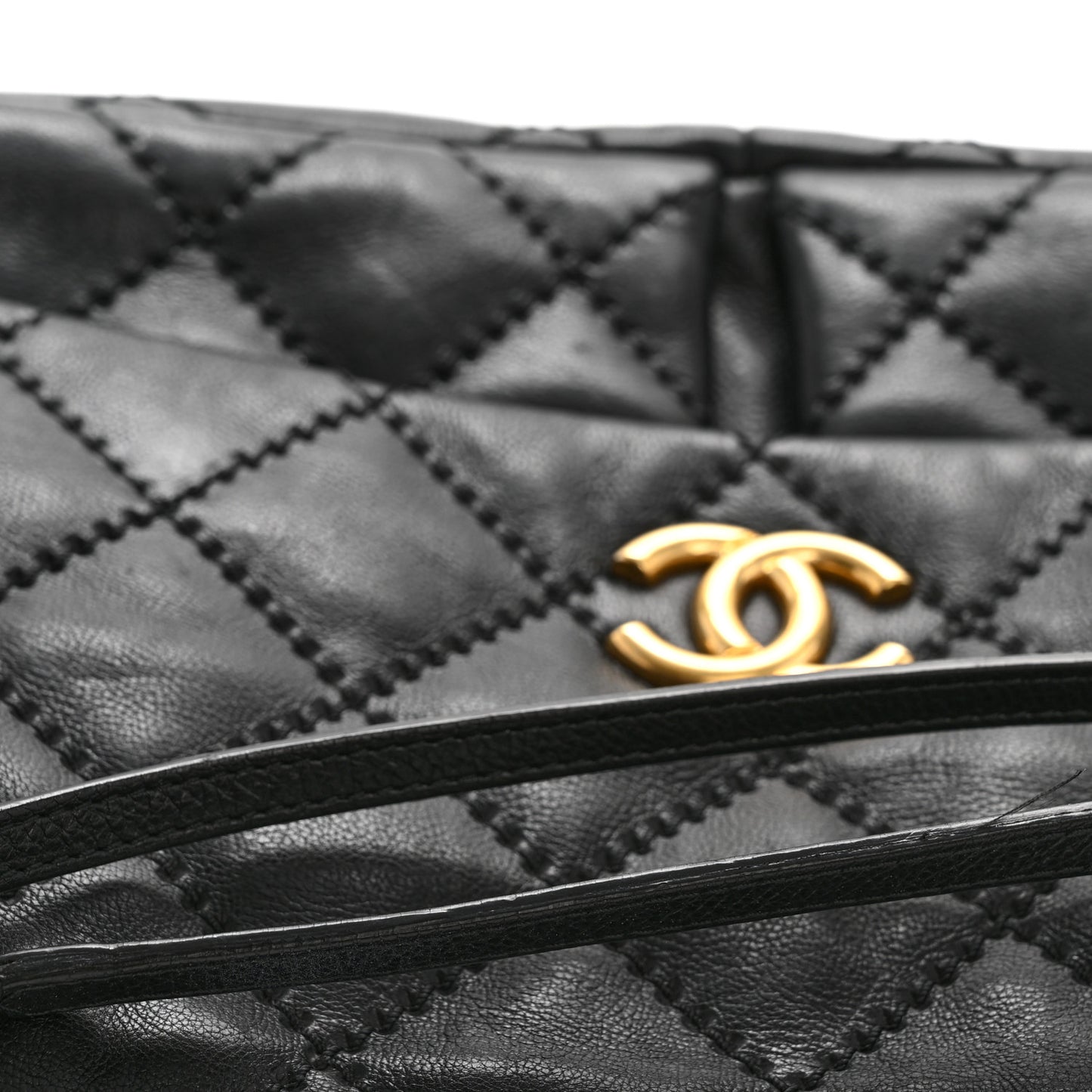 Calfskin Quilted Large Retro Chain Flap Black