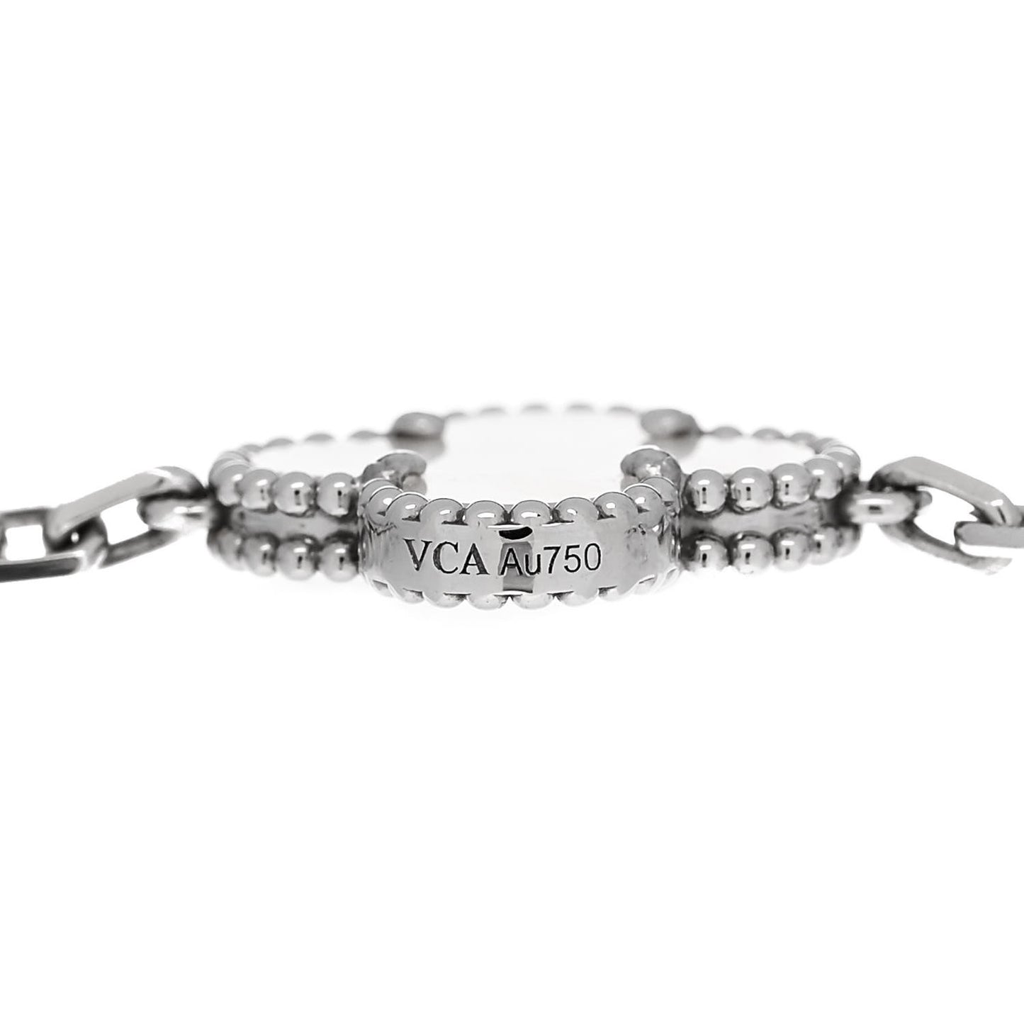 18K White Gold Mother of Pearl 5 Motifs Vintage Alhambra Bracelet