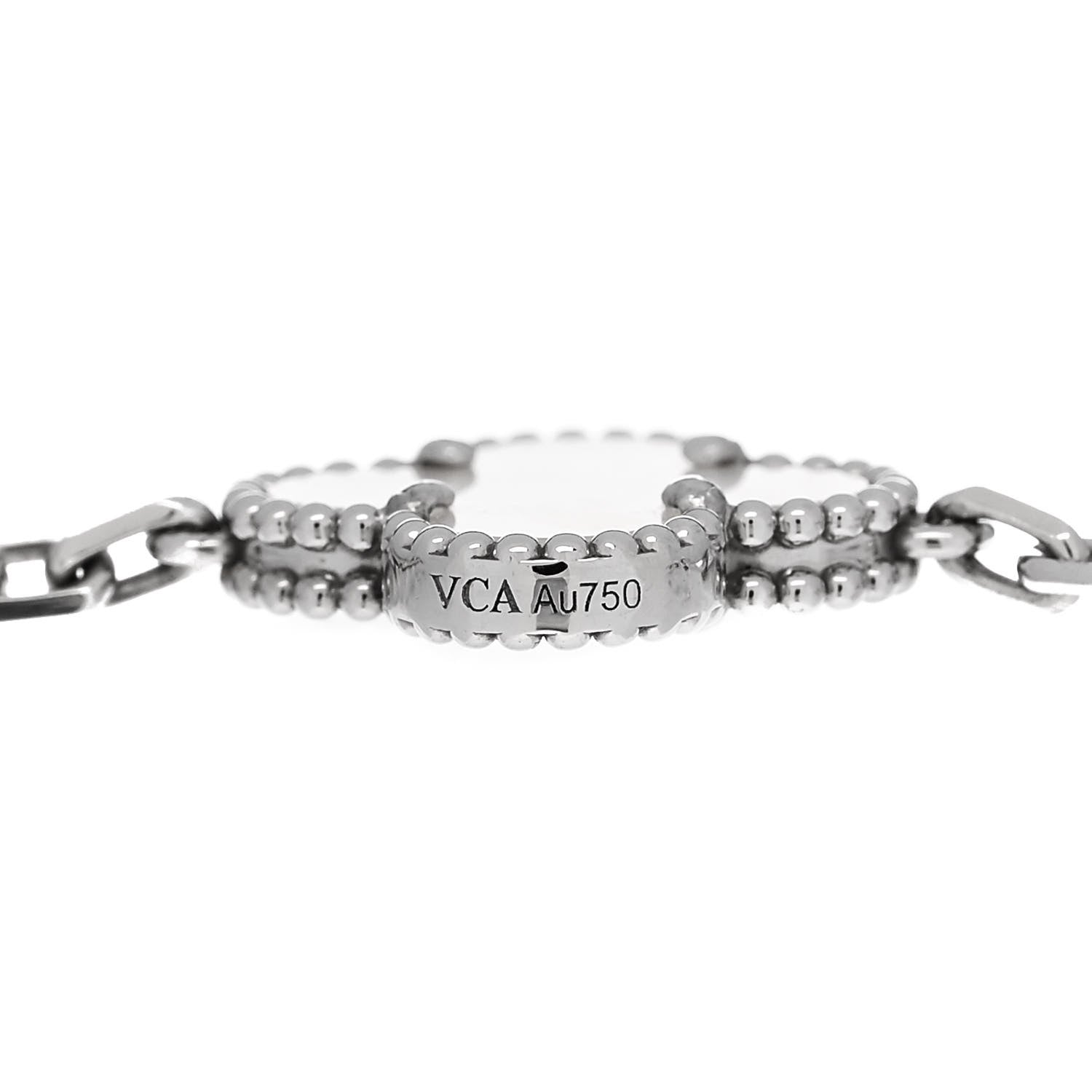 Van Cleef & Arpels 18K White Gold Mother of Pearl 5 Motifs Vintage Alhambra Bracelet 4 of 5