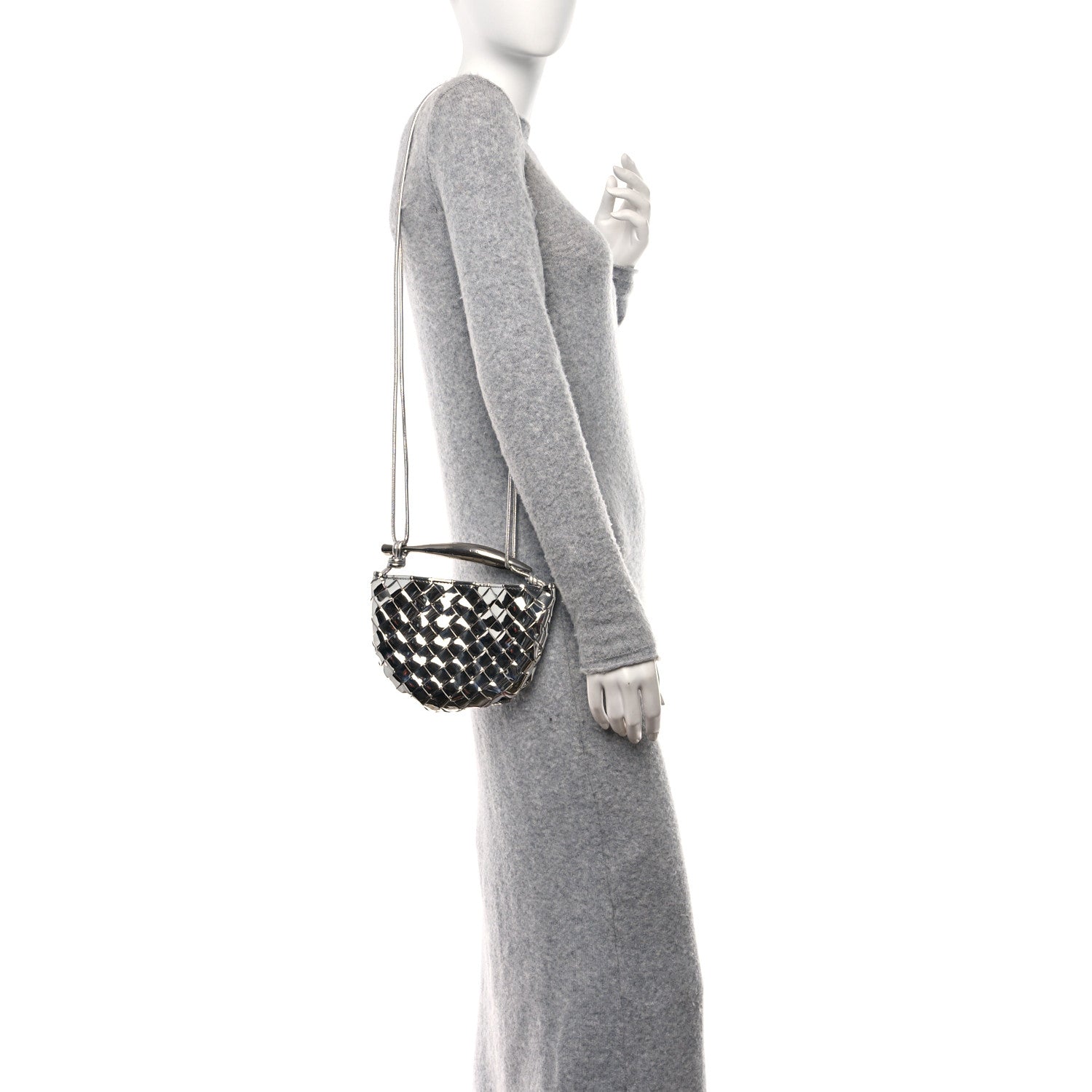 Bottega Veneta Mirror Laminated Nappa Intrecciato Mini Sardine Bag Silver 2 of 10