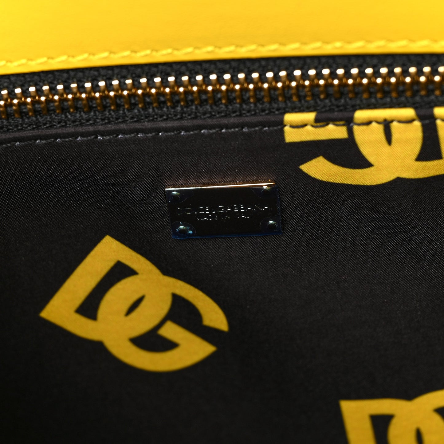 Calfskin Small DG Logo Shopper Tote Yellow