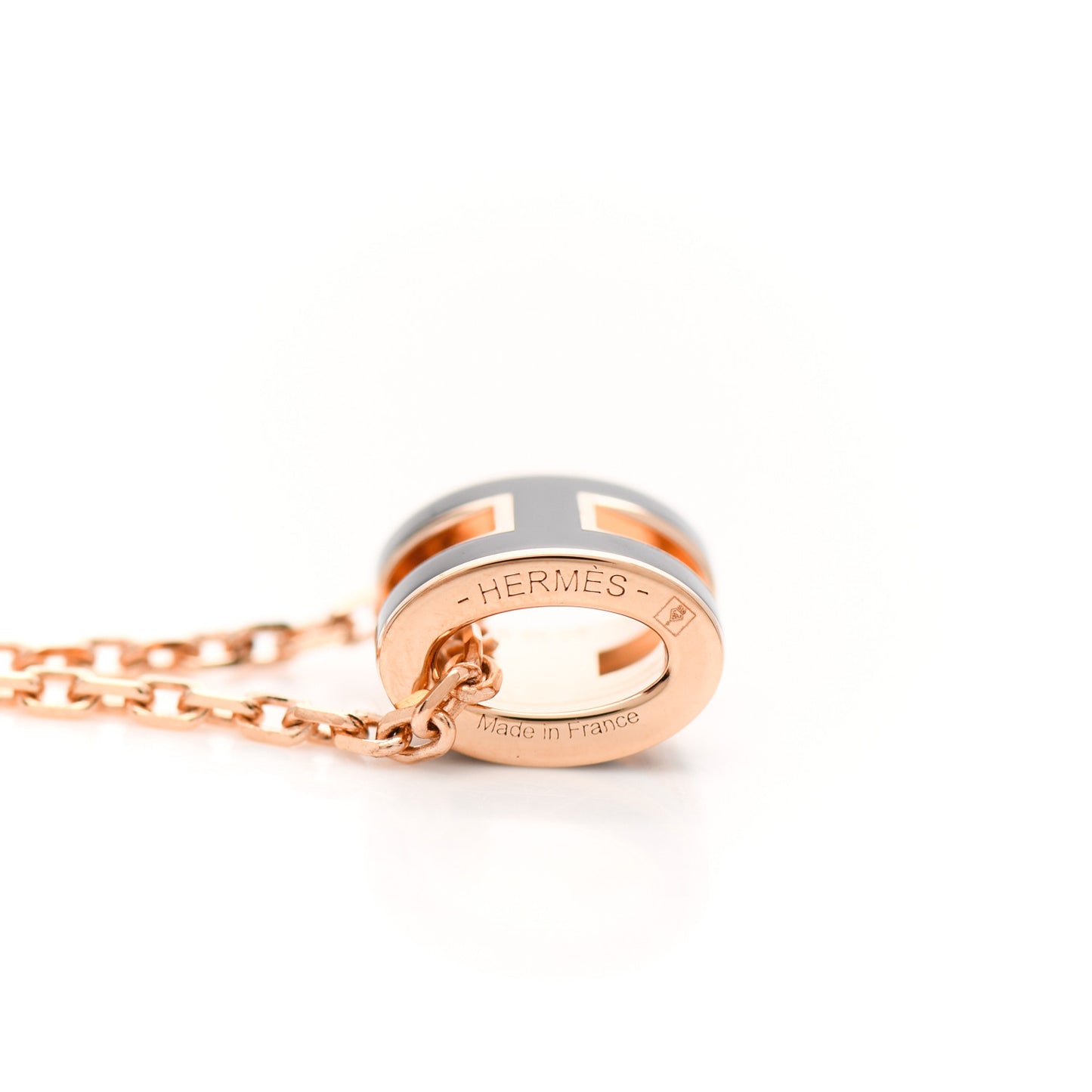 Lacquered Rose Gold Mini Pop H Pendant Necklace Black