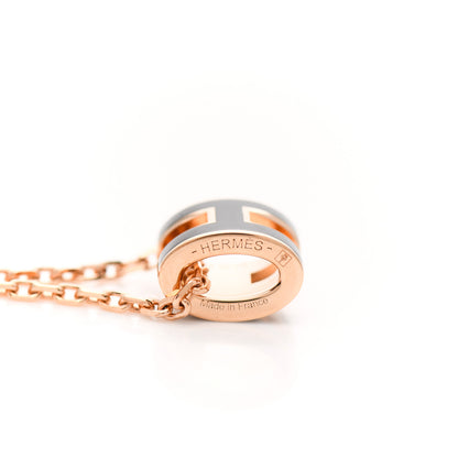 Hermes Lacquered Rose Gold Mini Pop H Pendant Necklace Black 4 of 4