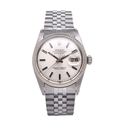 Rolex Stainless Steel 18K White Gold 36mm Oyster Perpetual Datejust Watch Silver 16234 1 of 7