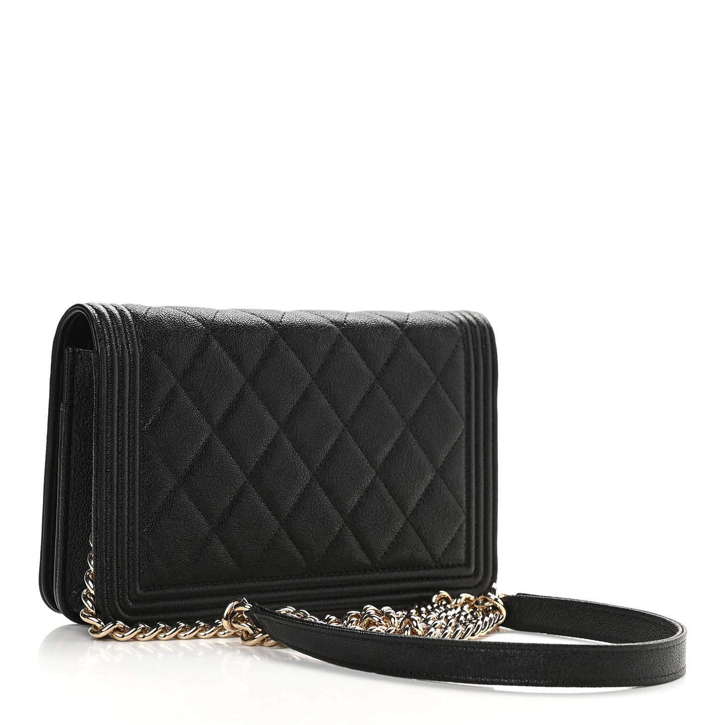 Caviar Quilted Boy Wallet On Chain WOC Black