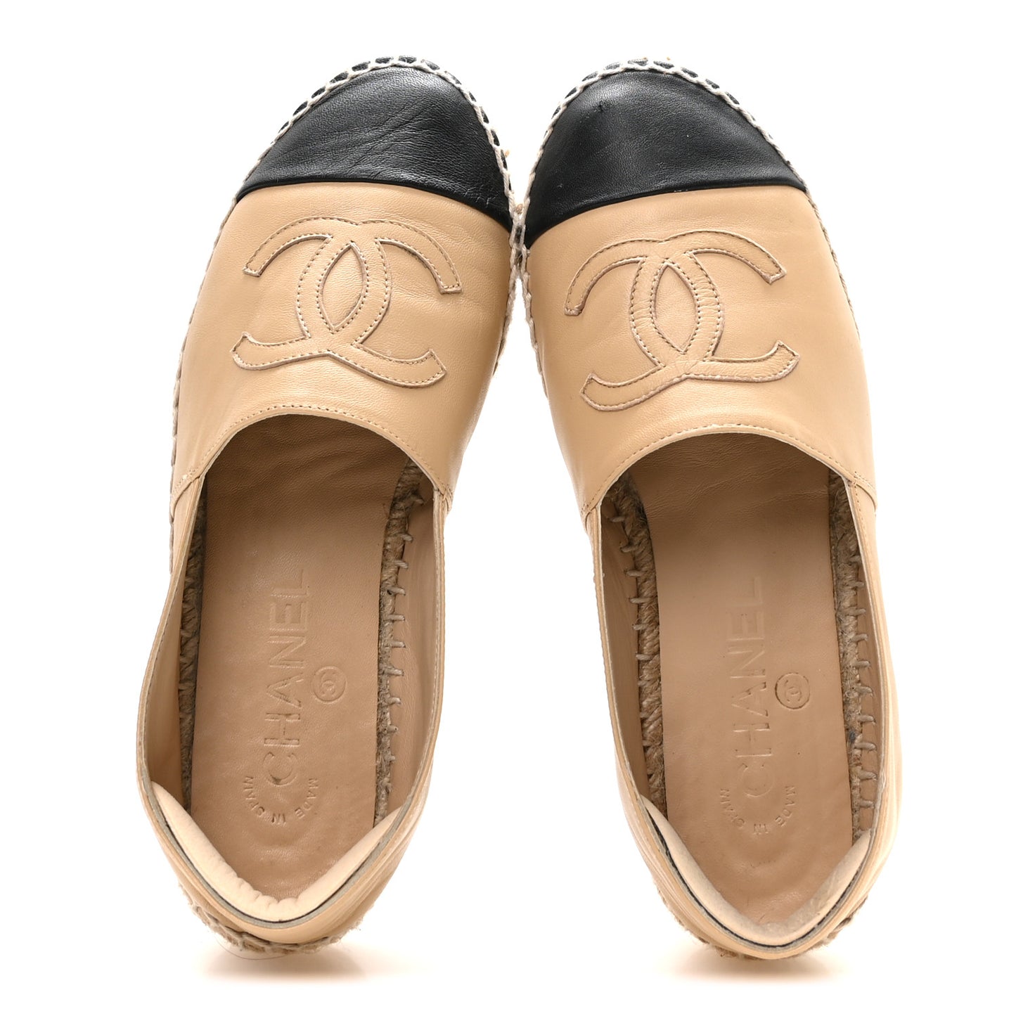 Lambskin CC Espadrilles 36 Beige Black