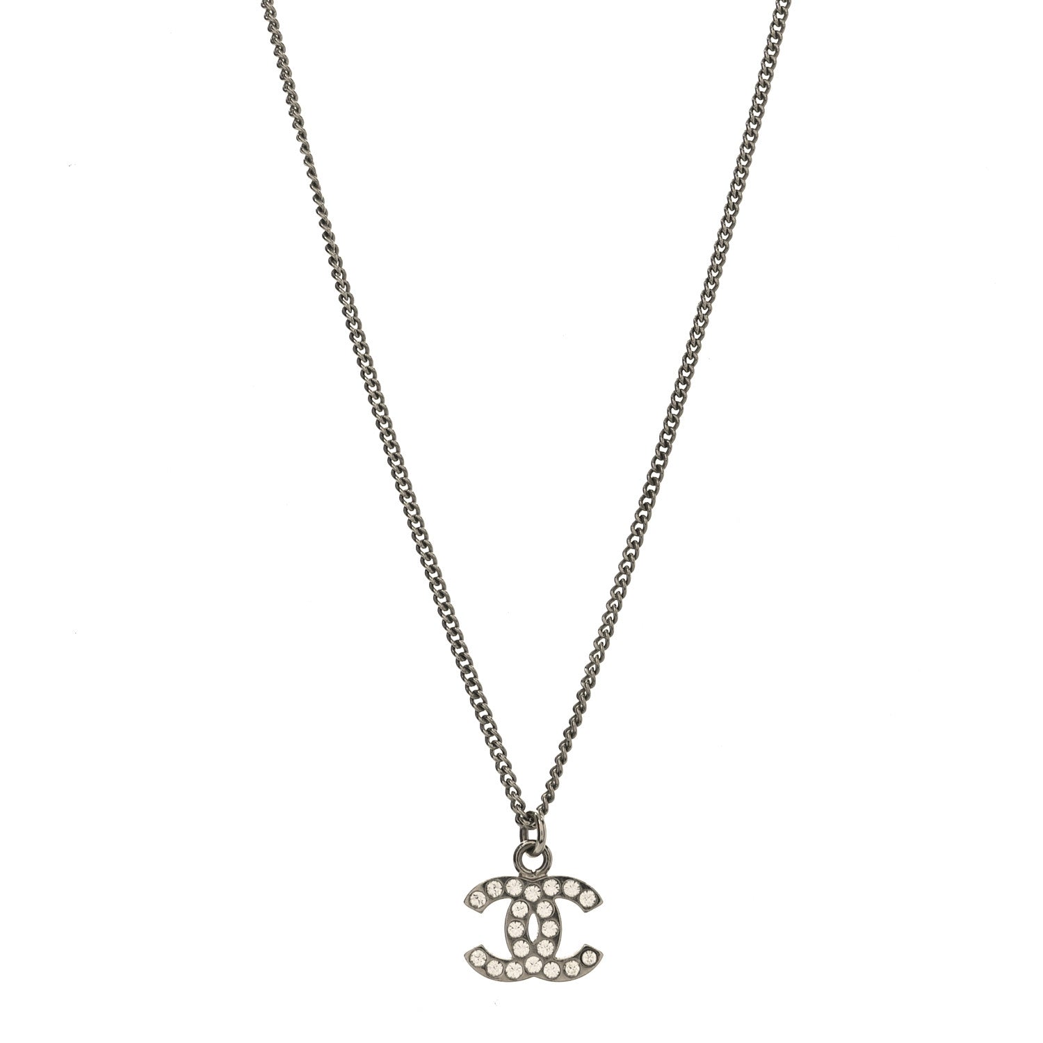Chanel Crystal Timeless CC Necklace Silver 1807809 – FASHIONPHILE