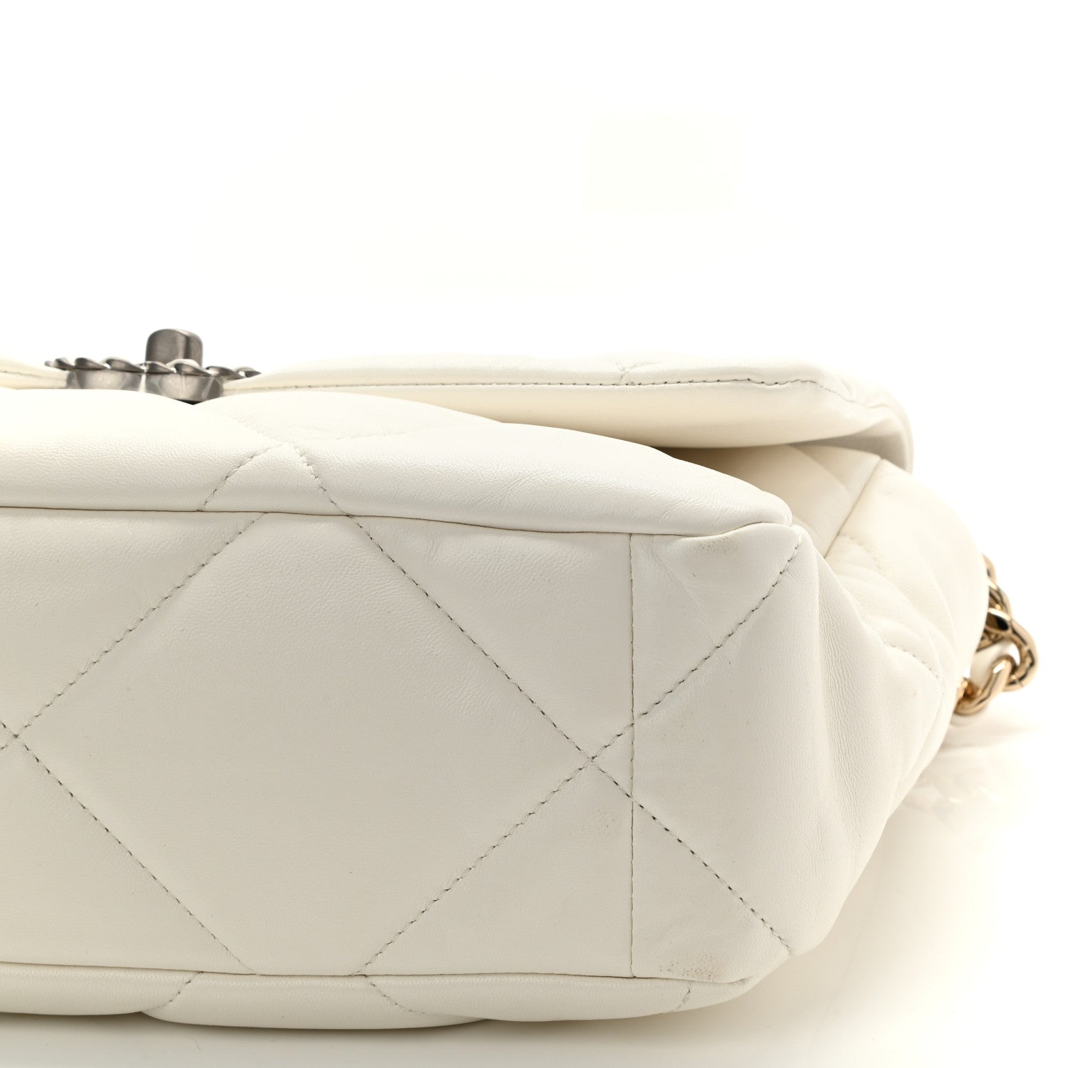 Chanel Lambskin Quilted Large Chanel 19 Flap White 10 of 10