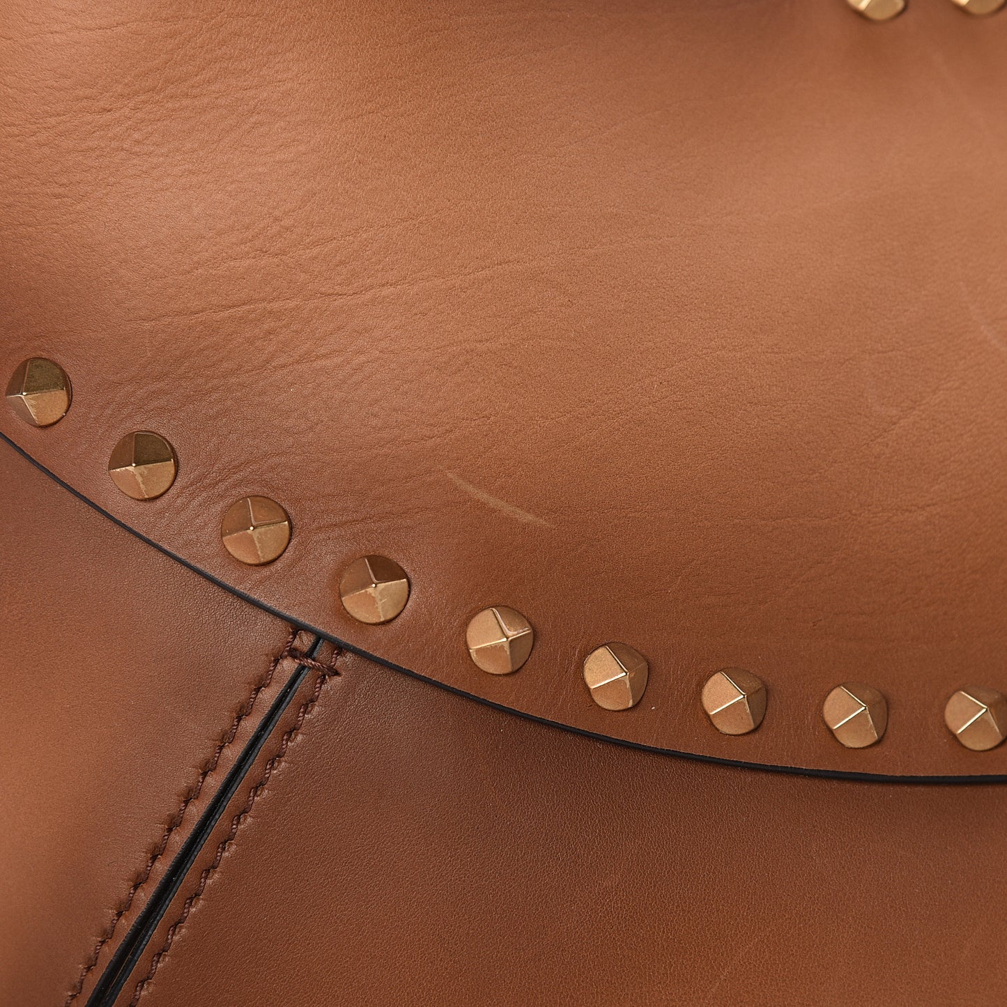 Buffed Calfskin Medium Twinkle Studs Hobo Camel