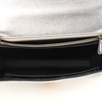 Christian Dior Metallic Ceramic Effect Deerskin Medium Diorama Flap Bag Silver 4 of 14