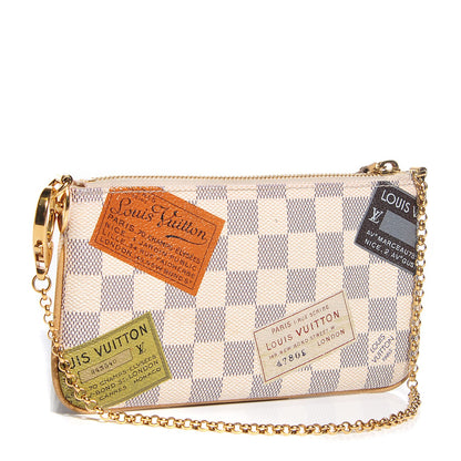 Louis Vuitton Damier Azur Trunks Labels Pochette Milla MM 3 of 7