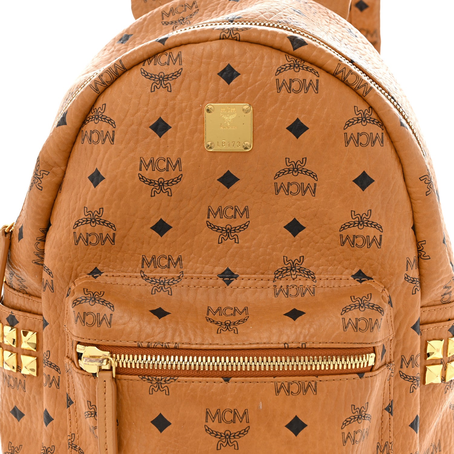 MCM Visetos Small Side Stud Stark Backpack Cognac 7 of 11