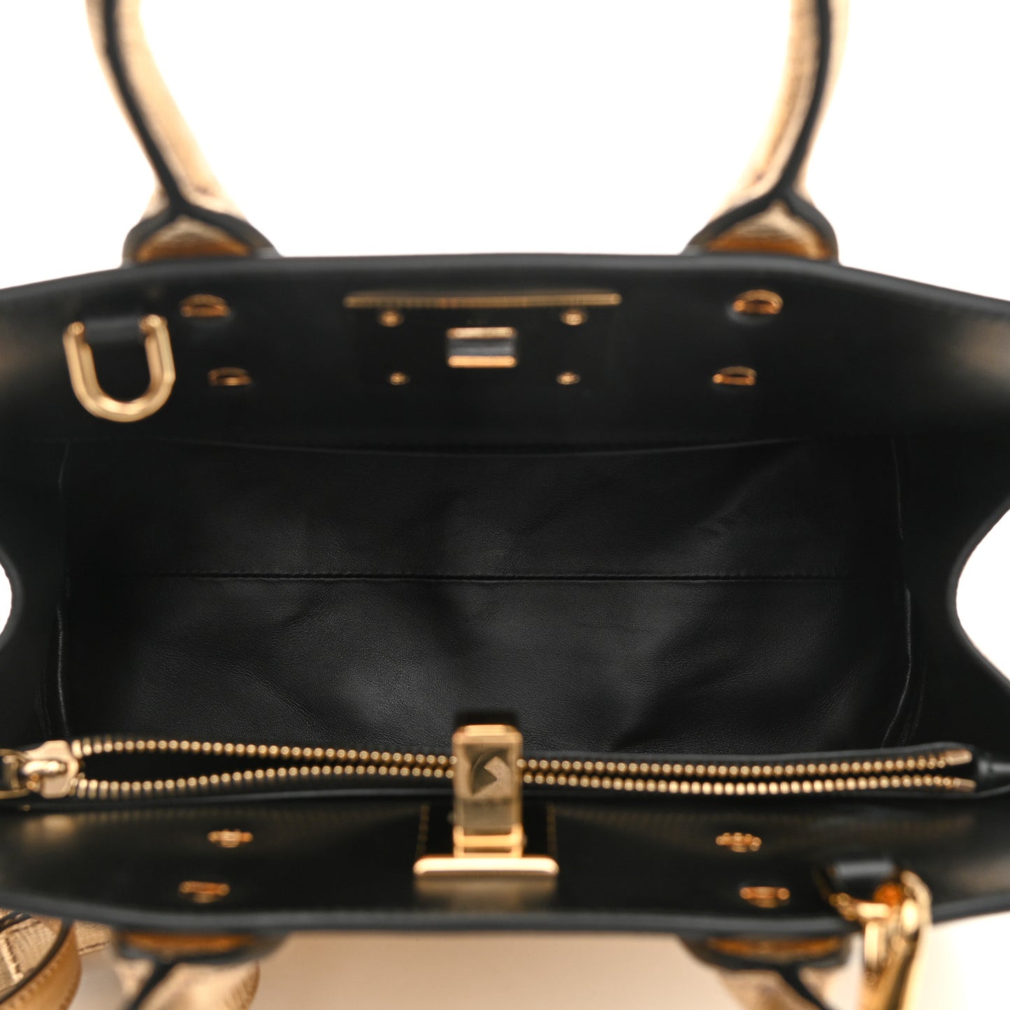 Metallic Hammered Calfskin Studio Top Handle Bag Gold