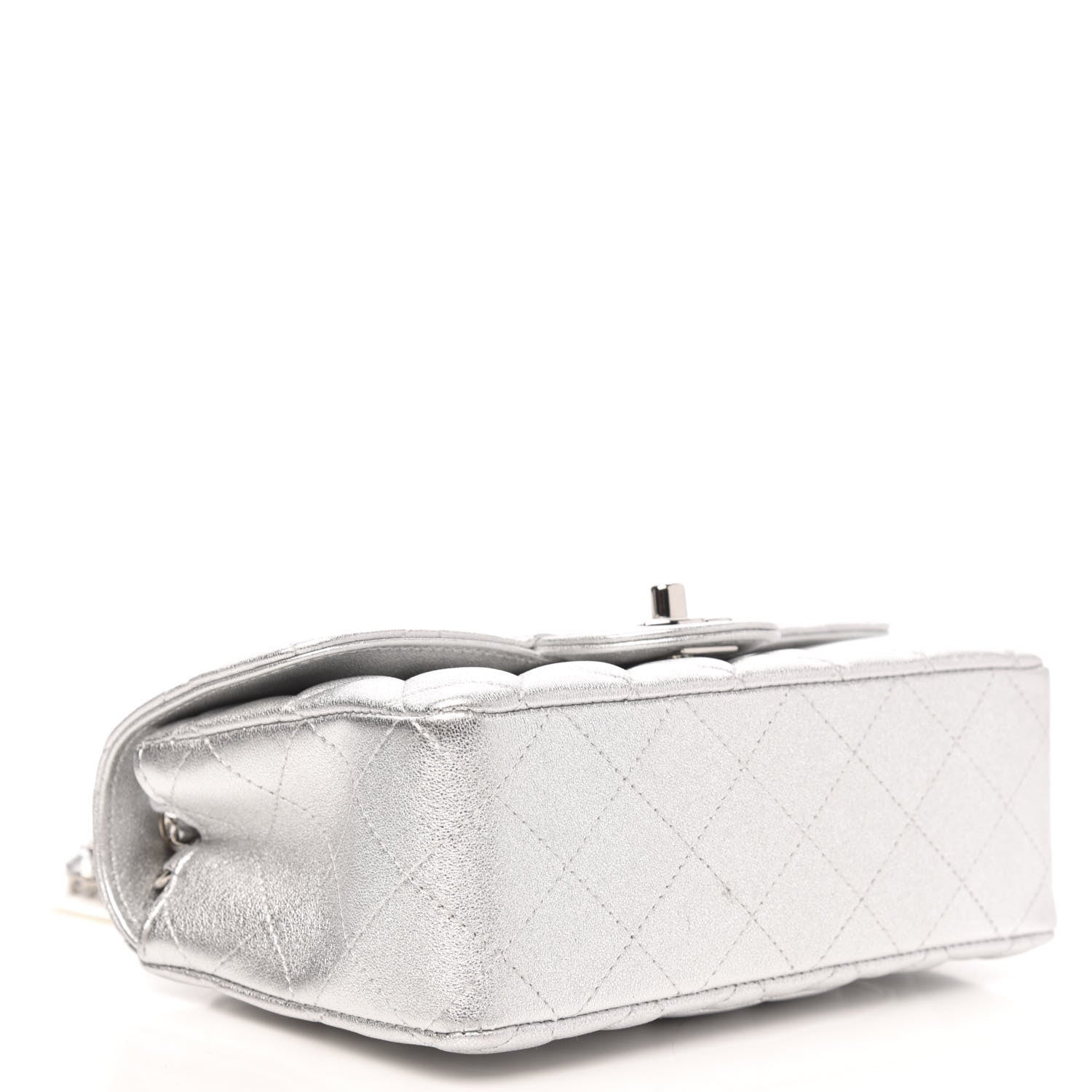 Chanel Metallic Lambskin Quilted Mini Rectangular Flap Silver 4 of 10