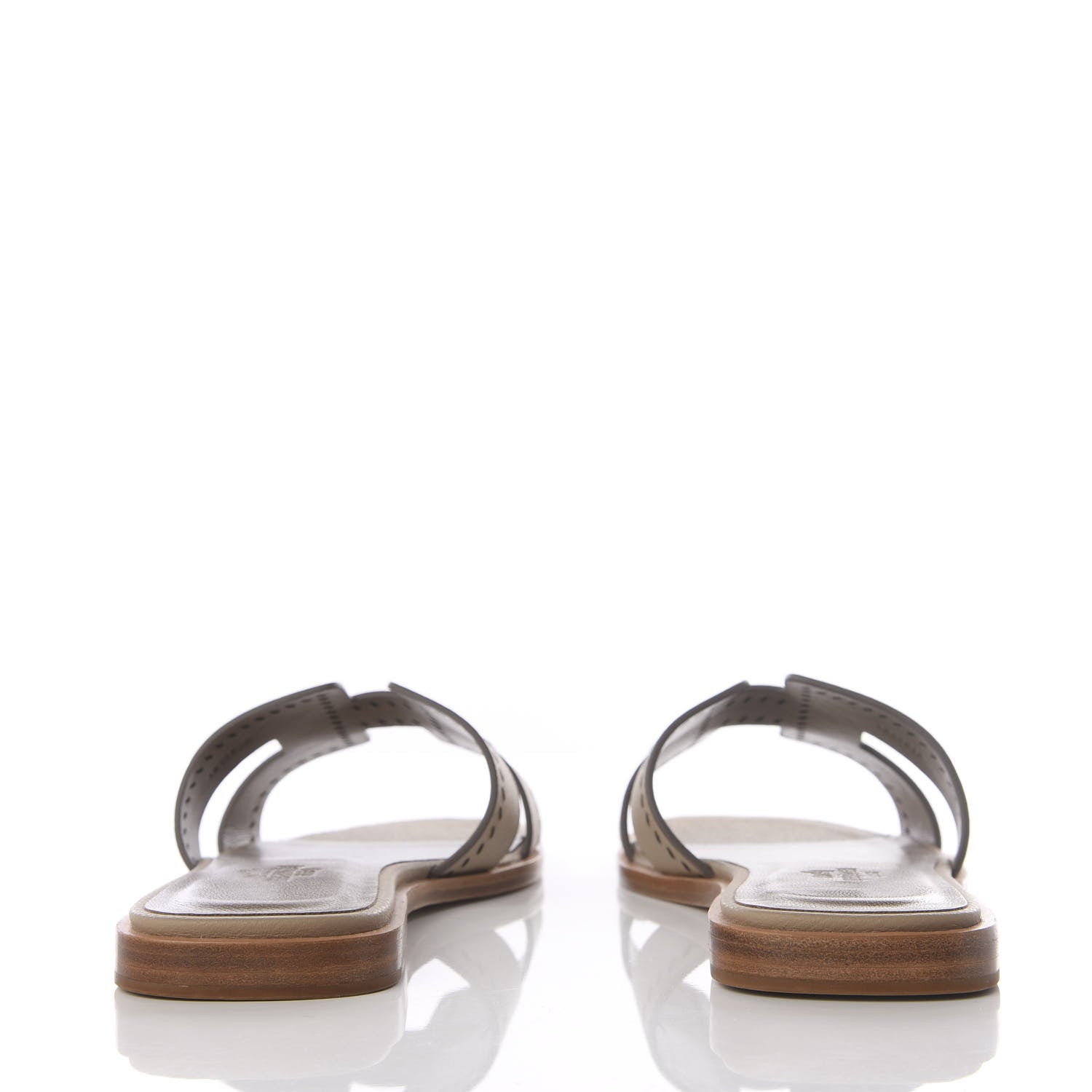 Hermes Epsom Perforated Oran Sandals 37 Etain 6 of 10