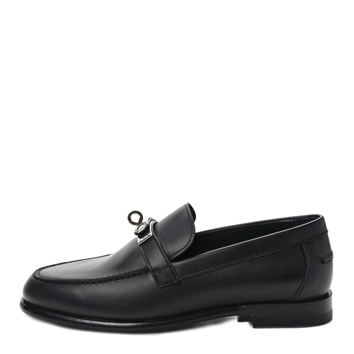 Hermes Calfskin Womens Destin Loafers 35 Black 1 of 8