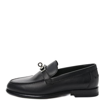 Hermes Calfskin Womens Destin Loafers 35 Black 1 of 8