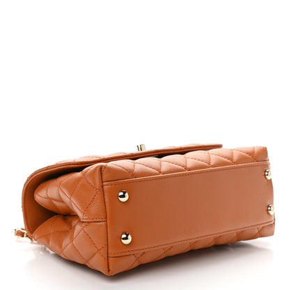 Chanel Caviar Quilted Mini Coco Handle Flap Light Brown 4 of 10