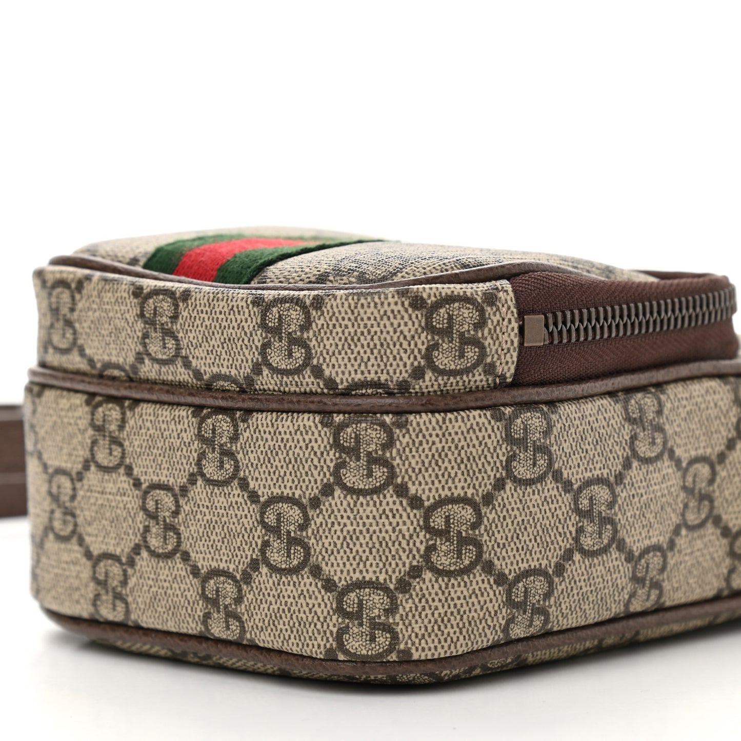 GG Supreme Monogram Web Mini Ophidia Double Zip Messenger Bag Beige New Acero
