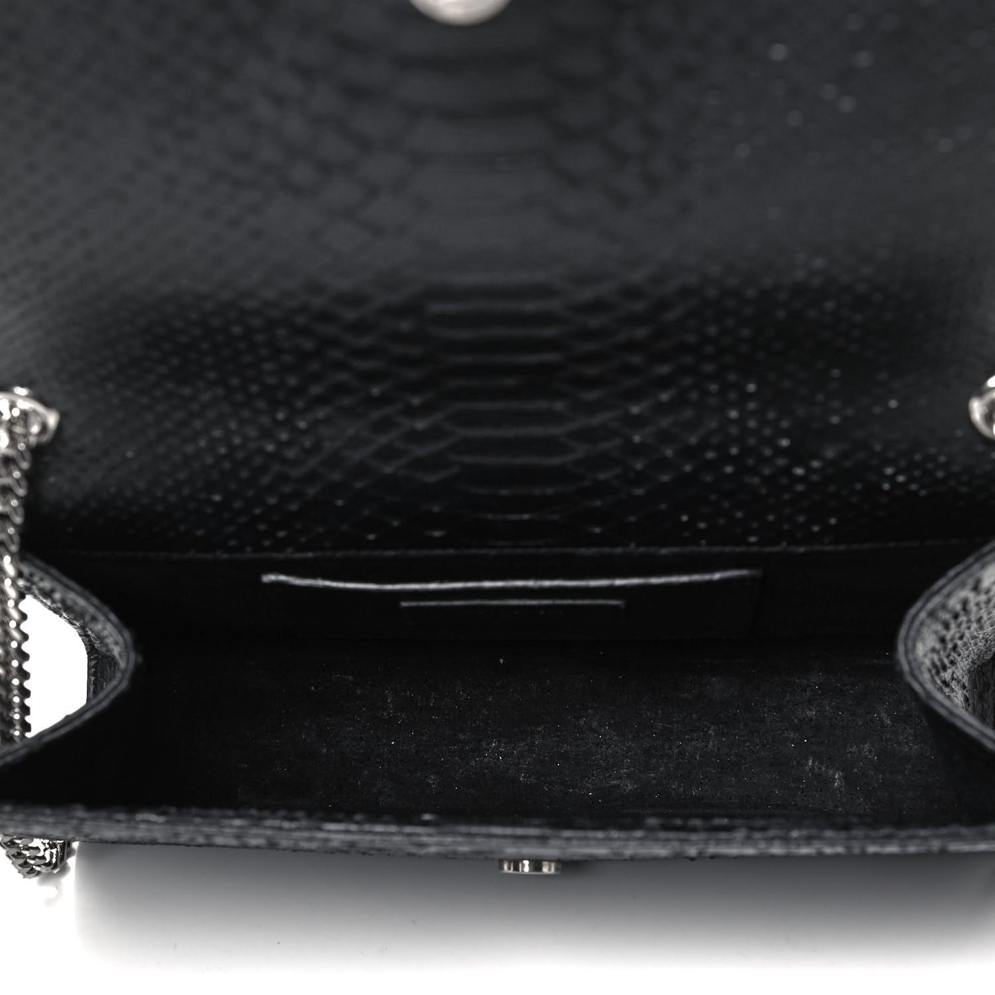 Snakeskin Medium Classic Monogram Kate Tassel Satchel Black