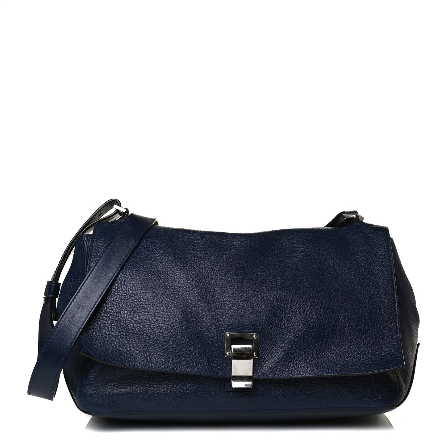 Pebbled Calfskin Double Sided PS Courier Bag Indigo