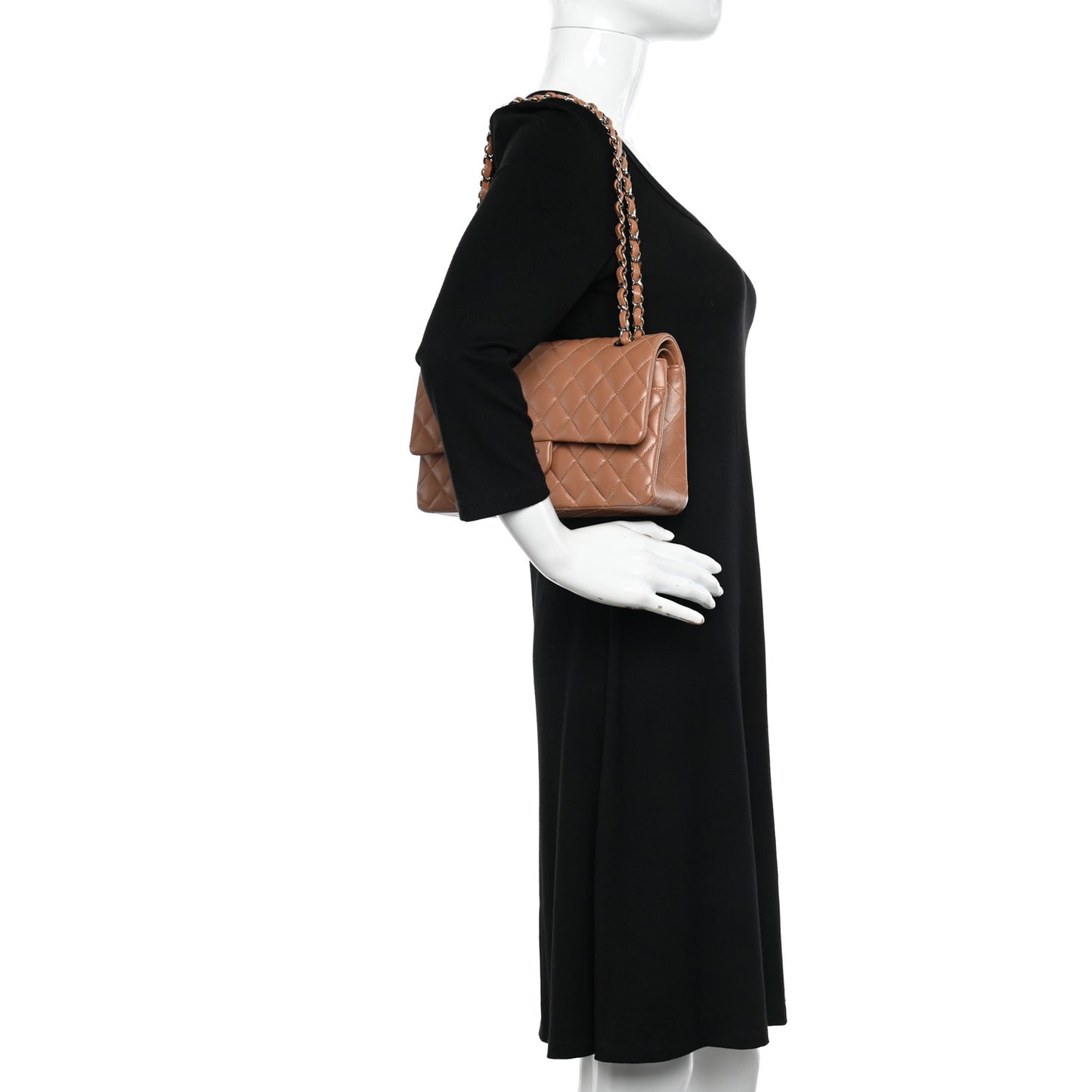 Lambskin Quilted Medium Double Flap Brown