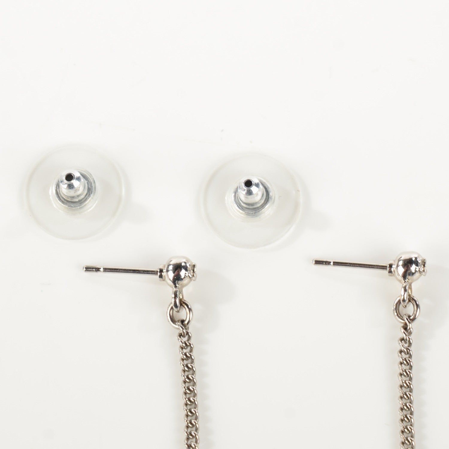 Chanel Baguette Crystal CC Dangle Earrings Silver 3 of 4