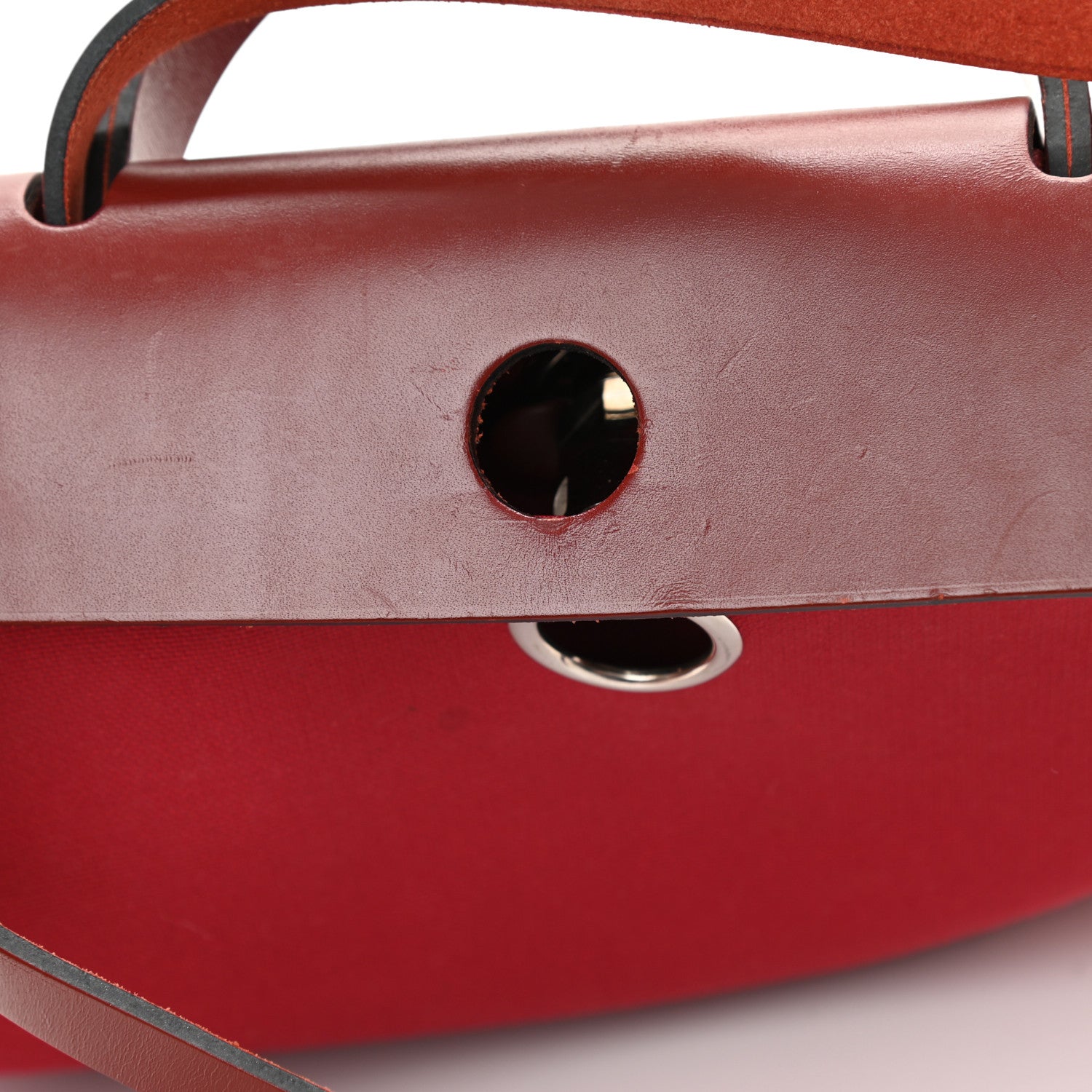 Hermes Military Toile Vache Hunter Herbag Zip 31 PM Rouge Grenat 14 of 15