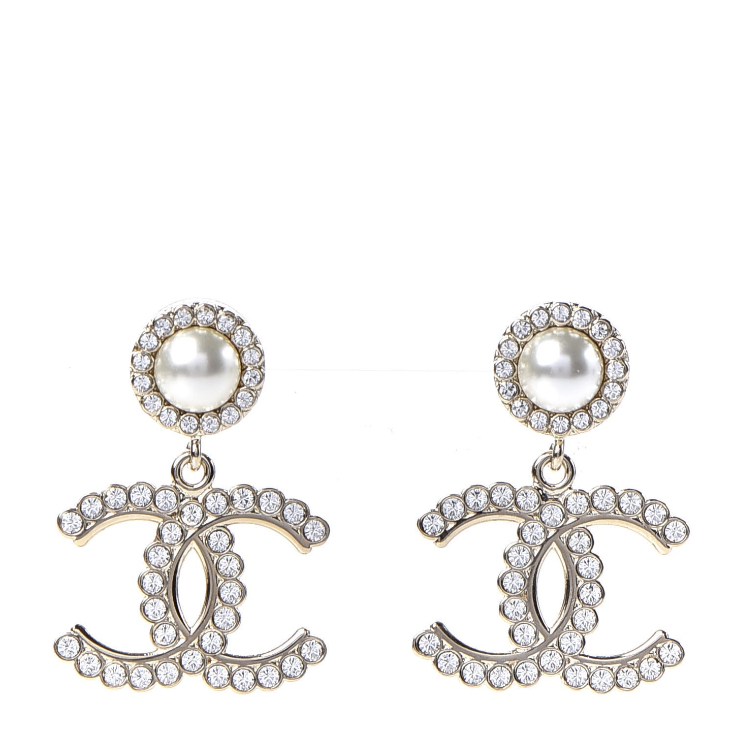 Crystal Pearl Bow-tiful CC Drop Earrings Gold
