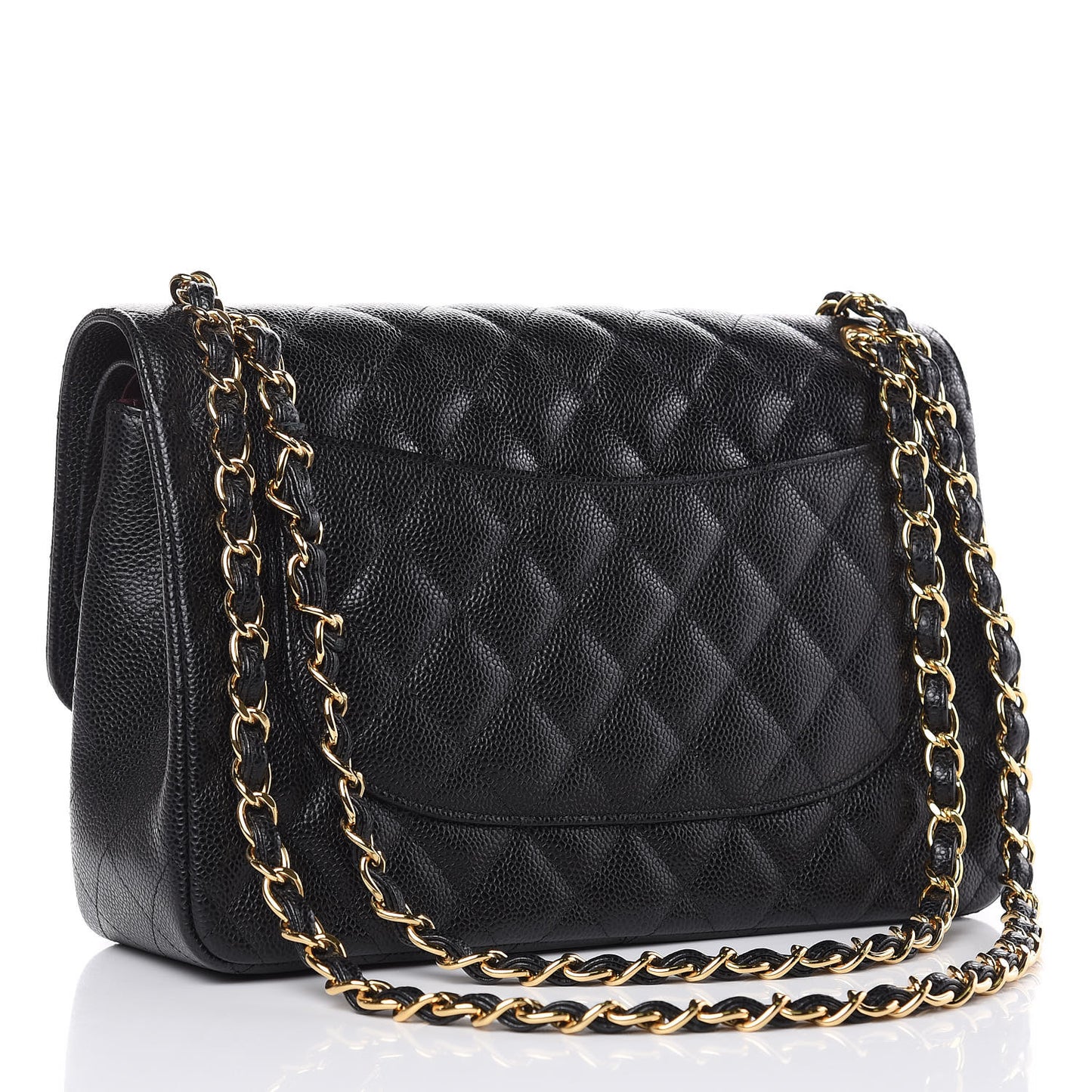 Caviar Quilted Jumbo Double Flap Black