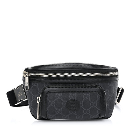 Gucci GG Supreme Monogram Textured Calfskin Retro Interlocking G Belt Bag Black 1 of 10