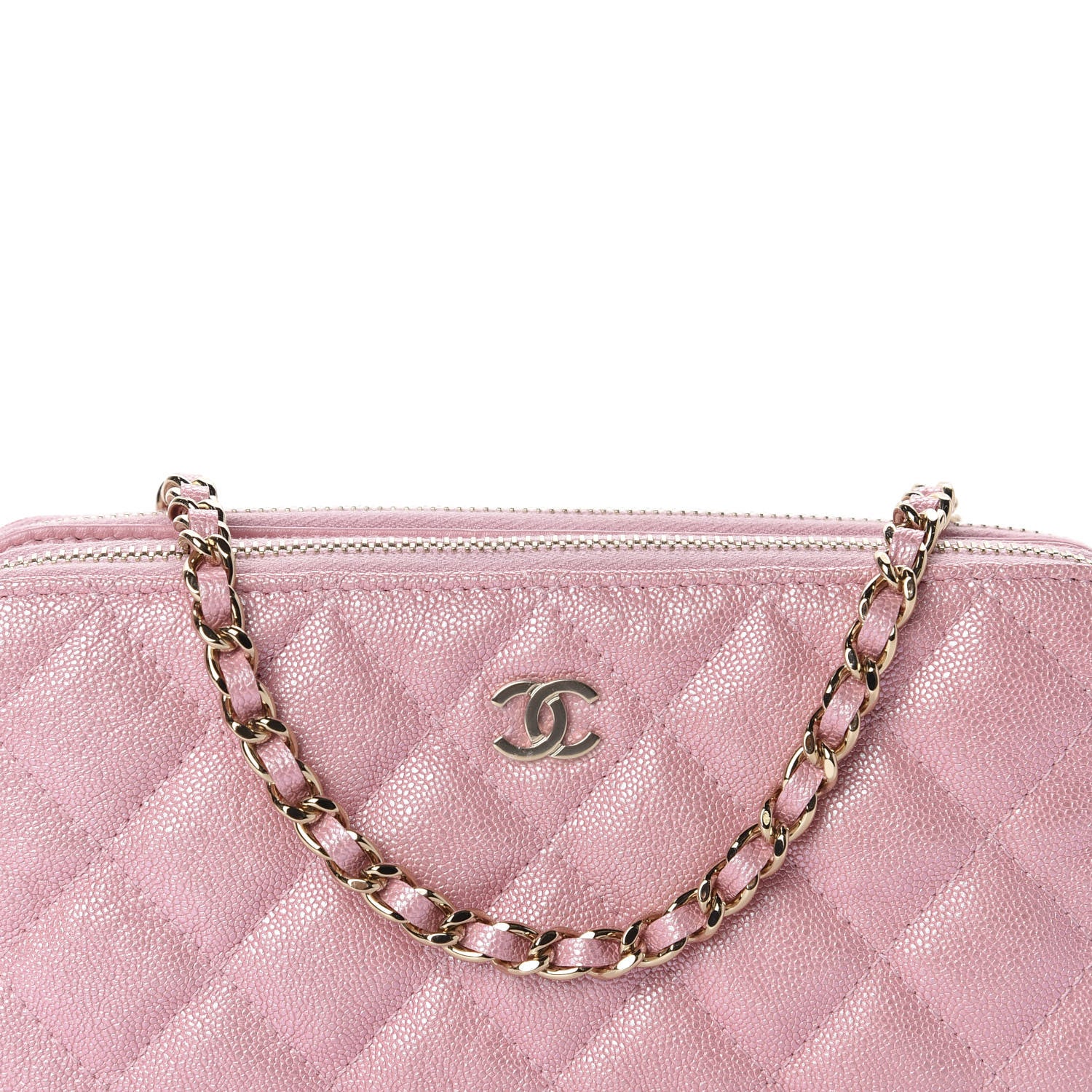 Chanel Iridescent Caviar Quilted Small Clutch With Chain Pink 11 of 12
