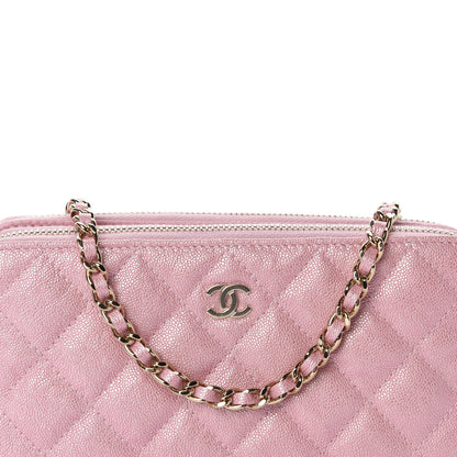 Chanel Iridescent Caviar Quilted Small Clutch With Chain Pink 11 of 12