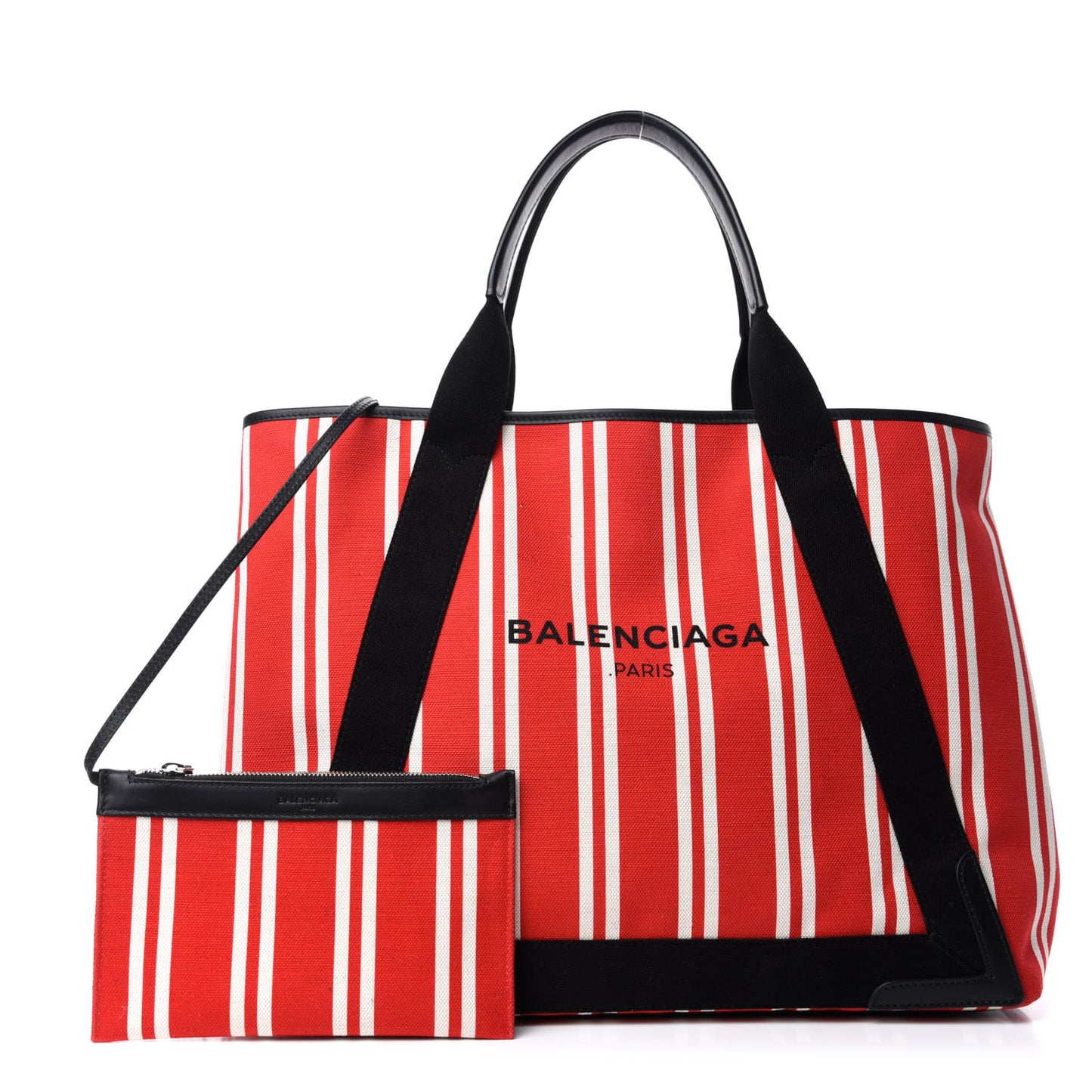 Canvas Navy Striped Cabas M Red