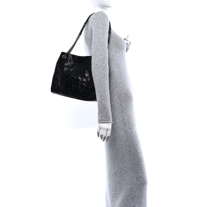 Saint Laurent Crinkled Calfskin Matelasse Monogram Medium Niki Shopper Tote Black 3 of 10