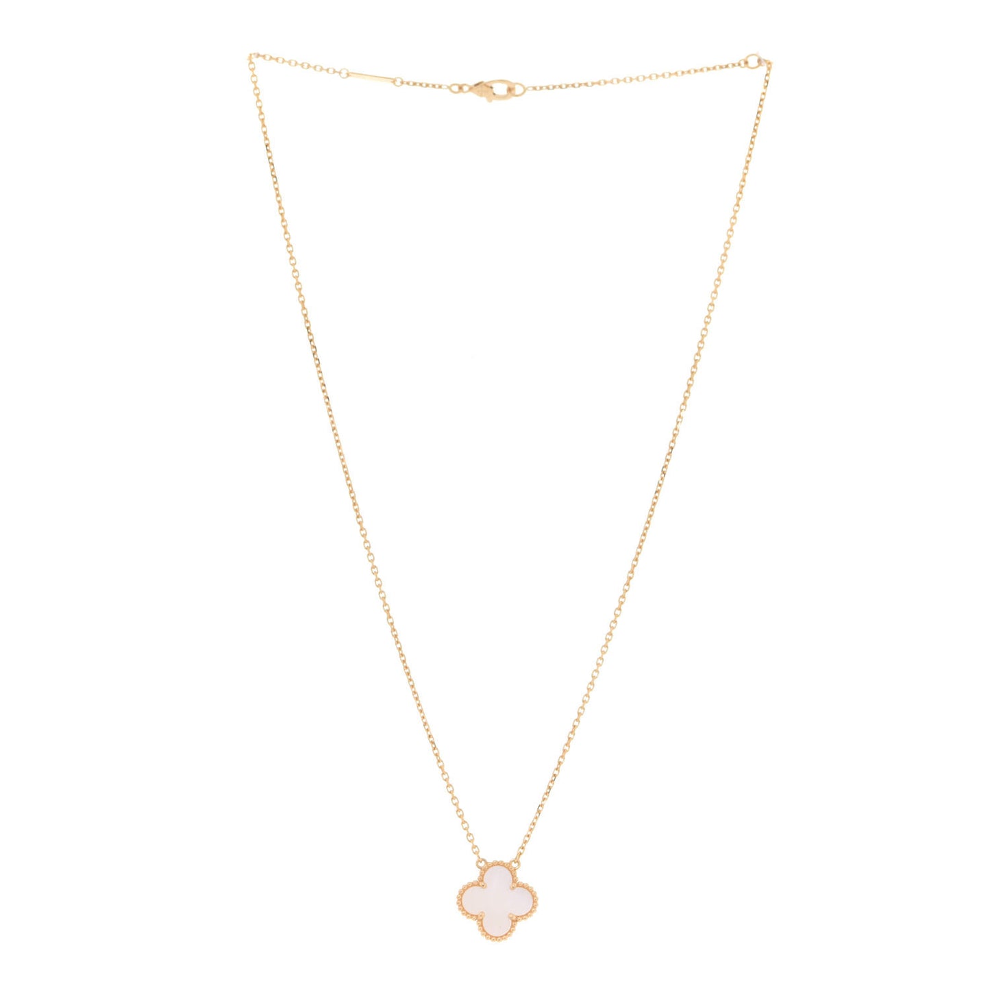18K Yellow Gold Mother of Pearl Vintage Alhambra Pendant Necklace