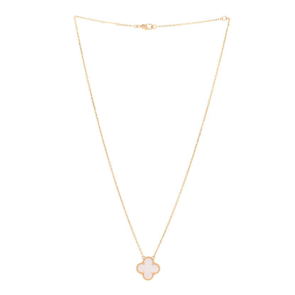 Van Cleef & Arpels 18K Yellow Gold Mother of Pearl Vintage Alhambra Pendant Necklace 3 of 6
