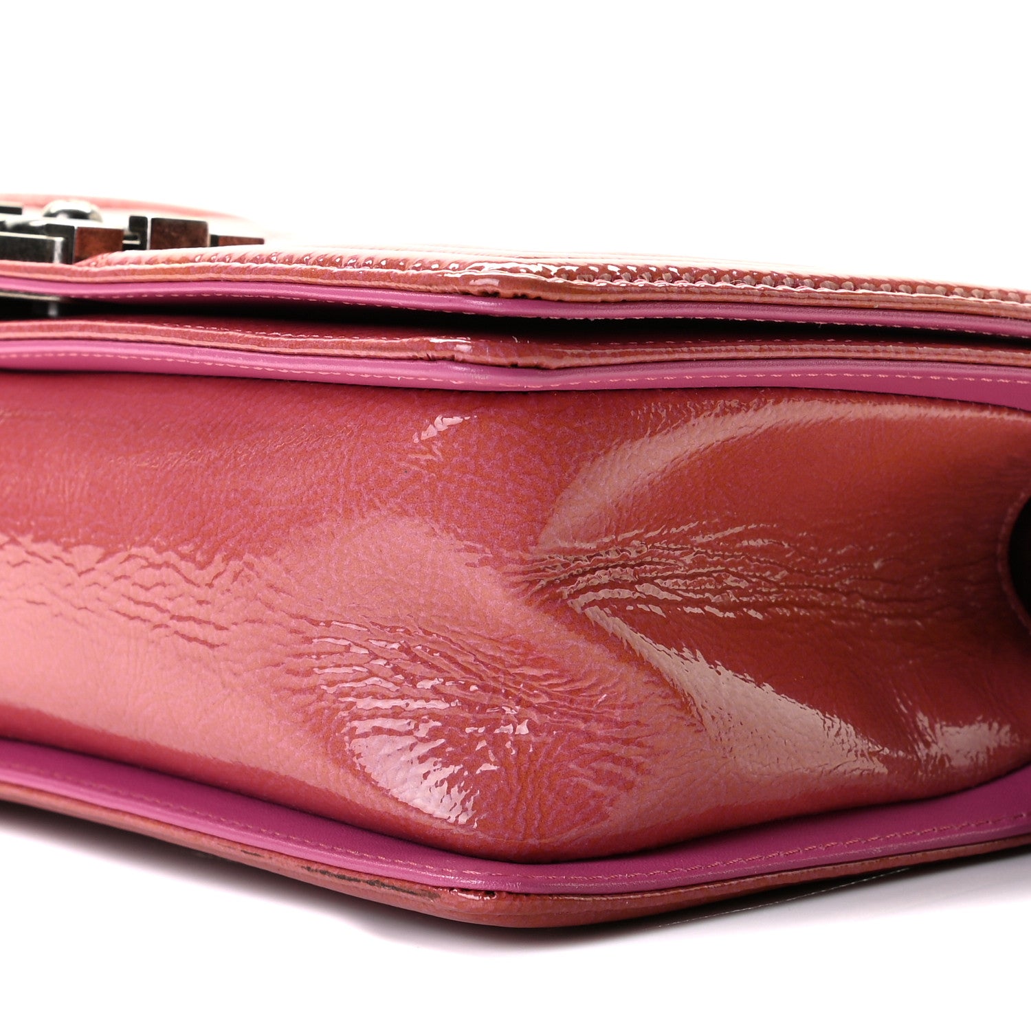 Chanel Distressed Patent Quilted Medium Boy Flap Pink 6 of 10