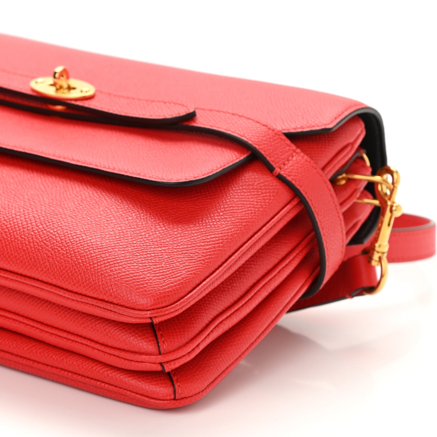 Mulberry Small Classic Grain Calfskin Belted Bayswater Satchel Lipstick Red 9 of 9